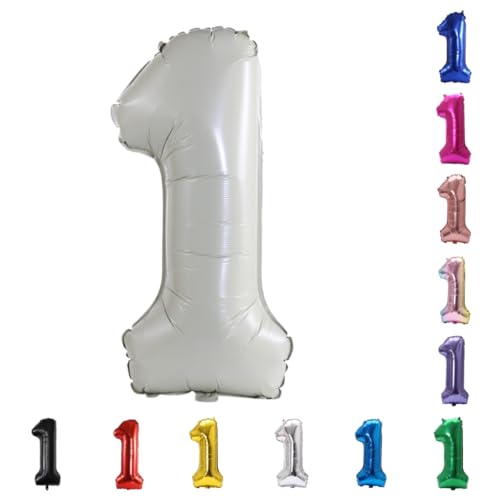 Image of YPSelected 32 Inch Large Foil Helium Number Balloon Birthday Wedding Party 0-9 (Ivory, 1)