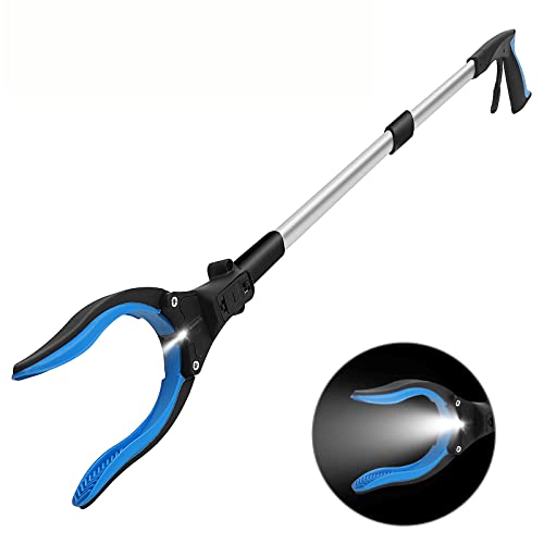 Ausziehbares Streuwerkzeug mit Scheinwerfer, 81,3 cm, faltbarer Rasen-Abfallsammler, oberer Greifer, robuster Stab, tragbarer Krallengreifer für ältere Menschen Cover