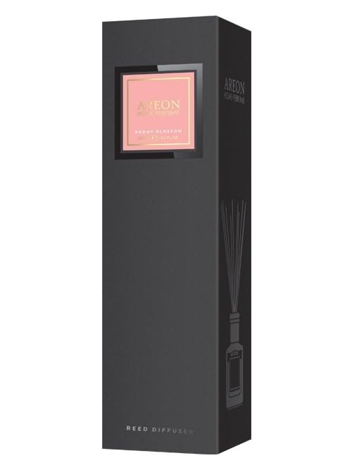 Areon Home Fragrance Luxury Perfume Reed Diffuser + 10 Rattan Reeds, Peony Blossom Scent, 150ml