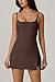QINSEN Athletic Dress with Built in Shorts Workout Dress for Tennis Golf Mini Dresses for Women Brown M