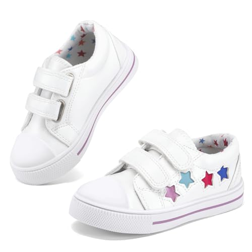 Image of KomForme Toddler Sneakers for Boys and Girls Cartoon Dual Hook and Loops Sneakers Baby Canvas Shoes | Comfortable, Lightweight