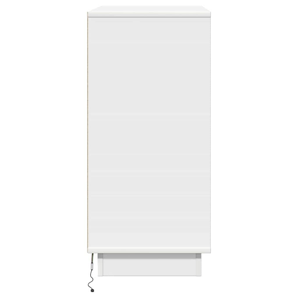 Nachttisch Weiß aus Holzwerkstoff 71 x 34,5 x 75 cm mit 3 Schubladen USB LED-Lichterkette modernes Design für Schlafzimmer, Wohnzimmer, Kinderzimmer Stauraum und Ablage
