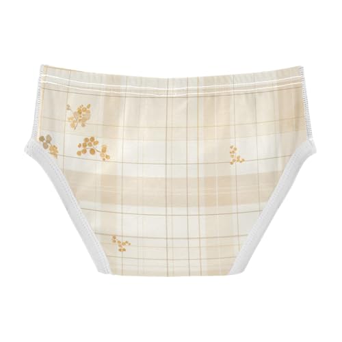 KLL Check Pattern Beige White Toddler Boys' Cotton Boxer Briefs Breathable Undies2