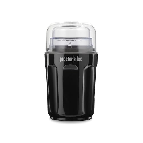 Proctor Silex Sound Shield Electric Coffee Grinder for Quiet Grinding, Stainless Steel Blades, Beans, Spices and More, 12 Cups, Black (80402) by Proctor Silex - Used condition - US$18.55