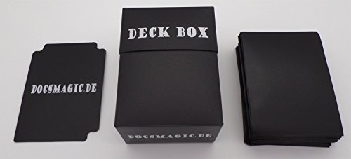 docsmagic.de Deck Box + 100 Mat Black Sleeves Standard - Porta Mazzo & Bustine Nero - PKM - MTG
