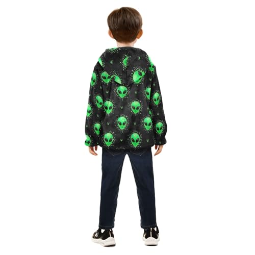 CHIFIGNO Green Alien Black Toddler Warm Soft Fleece Jacket with Polar Fleece Lining 3T4