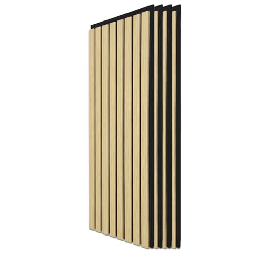 Art3d Lot de 4 panneaux muraux acoustiques à lattes en bois pour décoration d'intérieur, panneaux en bois cannelés 3D absorbant le bruit pour mur, plafond,...