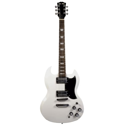 Guitarra Eléctrica Logan Tipo SG Blanca – Cuerpo Sólido, Doble Humbucker, Mástil de Arce, Sonido...