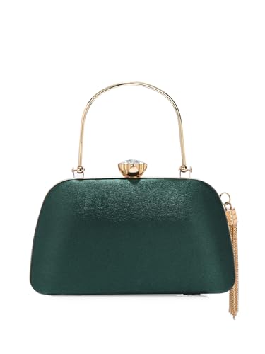 Image of TOOBA Handicraft Women's Beautiful Bling Box Clutch Bag | Evening Bag, Bridal Purse & Party Handbag | Wedding & Special Occasion Clutch (Knot Small Boat)