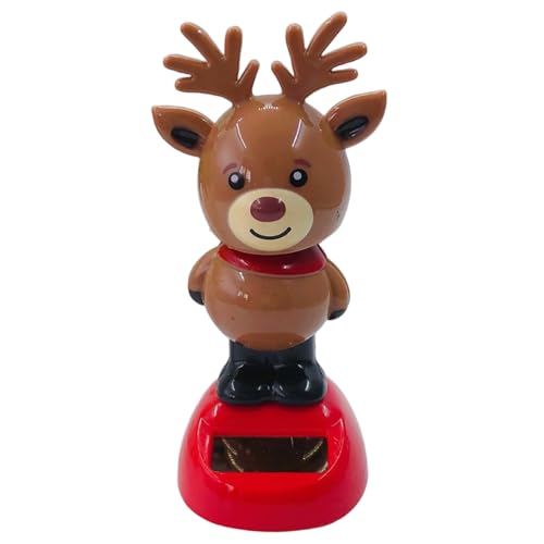 Hperu Jouets de Noël adorables tête secouante, Jouets de Danse solaires en Plastique, tête à Pompon pour Voitures, Maison, Bureau, Renne – Tableau Bord Bobbleheads