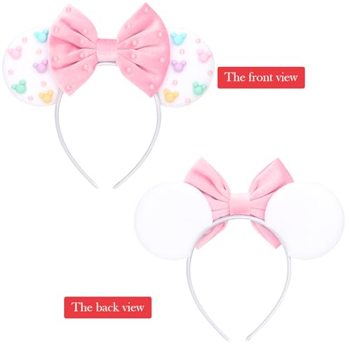 Image of DRESHOW Mouse Ears Headbands for Women Glitter Hairbands Bow Head Bands Velvet Head Band Christmas Cosplay Costume Princess Party Decorations Halloween & Disney Trip