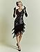 BABEYOND 1920s Vintage Flapper Sequined Dress Gatsby Fringed Dress Roaring 20s Party Dress V-Neck (Black with Colorful Sequins, S)