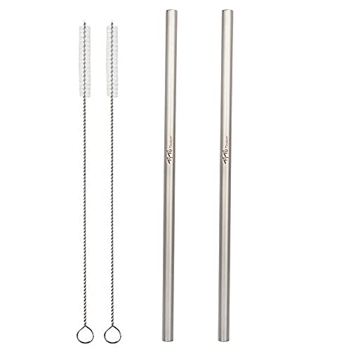 EINWEG TiTo Titan-Trinkhalme mit Reinigungsbürste, ultra-stabil und leicht (7 mm Außenmaß, 0,4 mm Innenmaß), 2 Stück (je 1 gebogen und gerade), Titan, 2 straight Cover