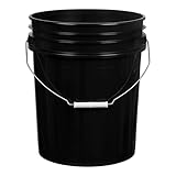 ATERET 5 Gallon Bucket Only - Durable 90 Mil All Purpose Pail - Black Bucket - Food Grade - BPA Free Plastic (1 Pack)