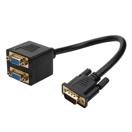 MCAOAL Cable divisor VGA de 25 cm, 1080P, duplicadores de señales, adaptador de monitor doble para PC, portátil, TV, pantallas, cable divisor de vídeo