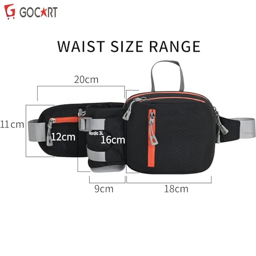 Image of GOCART WITH G LOGO Running Belt Jogging Cycling Waist Bum Pack Phone Pouch Sports Bag with Water Bottle Holder Organizer