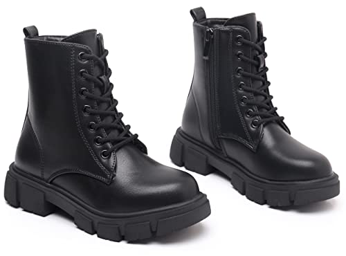 Apakowa Girls' Fashion Combat Ankle Boots with Side Zipper (Little Kid/Big Kid)