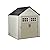 Rubbermaid Resin Outdoor Storage Shed With Floor (7 x 7 Ft), Weather Resistant, Beige/Brown, Organization for Home/Backyard/Garden Tools/Lawn Mower/Bike Storage/Pool Supplies