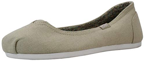 Skechers BOBS Women's Bobs Plush-Linen Natural Back Ballet Flat 8 M US