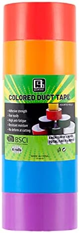 QUASSI Duct Tape Artist Teaching Tape Bright Rainbow Colored, Strong Flexible Leak Proof, 1.88 Inch x 10 Yard, 6 Packs