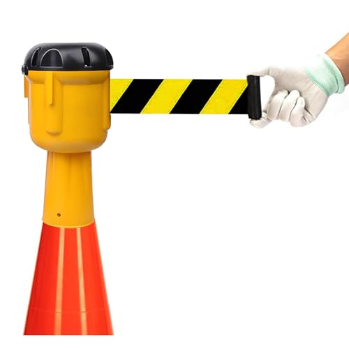 CAIFEXUE Cone-Mounted Retractable Belt Barrier, 10M Retractable Traffic Ctopper Tape, for Blocking Traffic and Pedestrian Areas,with Lock Button/a/10M(32Ft)