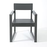 espidoo Grey Armchair: Modernist Design Outdoor Chair with 100% Recycled HDPE - Ergonomic Support & Weather-Resistant for Patio Garden & Balcony