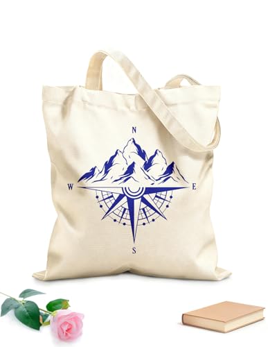 XIARON Bolsos de calicó para mujer Navegación con brújula Aventura con brújula Vintage Tela de 340g/m² de grosor Material agradable para la piel L Azul oscuro