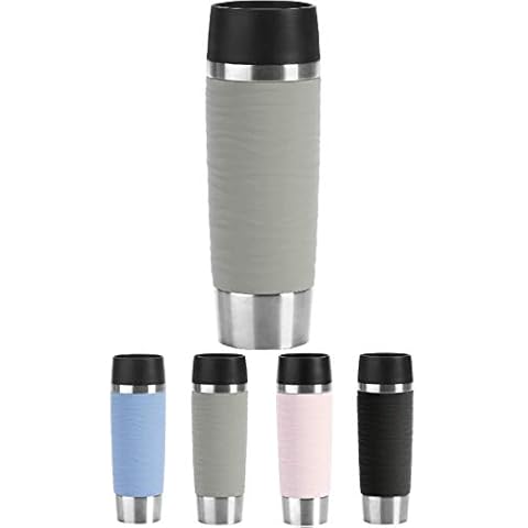 Emsa Travel Mug Waves Grande Isolierbecher N20122 | 0,5 L | bis zu 6h heiß und 12h kalt | 100% dichter Thermobecher | 360°-Trinköffnung | Quick-Press-Verschluss | Pudergrau Cover