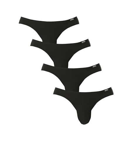 Mens Modal Briefs low rise Microfiber Bikini Underwear Black Pack of 4 Medium