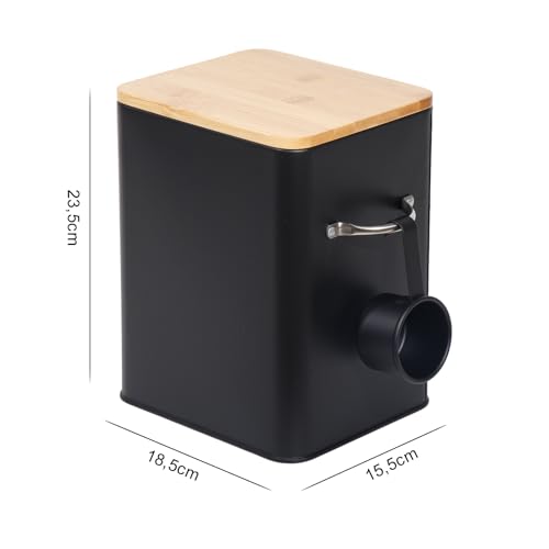 GREELUE 6.5L Waschmittel Aufbewahrung mit Dosierlöffel, Waschpulver Box, Futter Container, Aufbewahrungsbox für Kekse, Kaffeebohnen, Tierfutter (Schwarz)