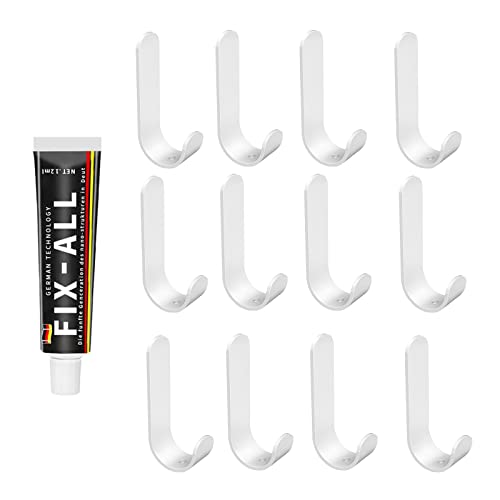 Diyxisk 12 Pcs Ganchos Adhesivos,Gancho Autoadhesivo,Ganchos de Pared,Gancho Perchero,Sin Puñetazos,Decuadas Para Toallas Ropa Llaves Baño Dormitorio Cocina Balcón Oficina (Blanco) Cover