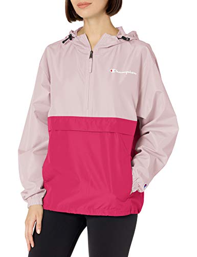Champion Women's Packable Jacket, Hush Pink/Deep Raspberry, X Large