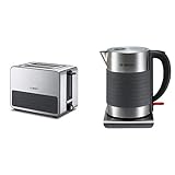 Bosch TWK7S05 Wasserkocher, Schwarz, Grau & TAT7S25 Toaster