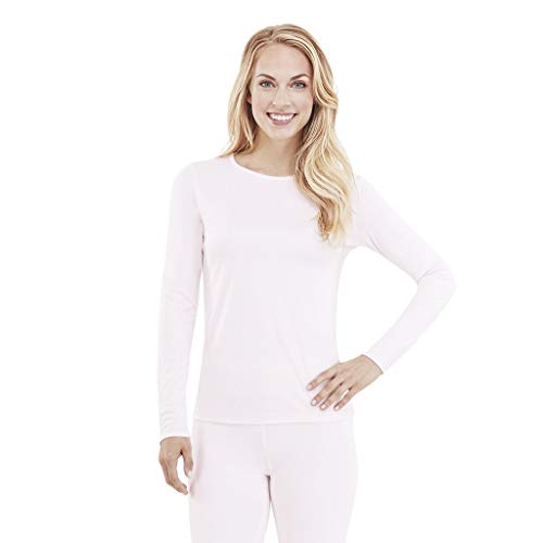 Cuddl Duds Women's Softwear with Stretch Long Sleeve Crew Neck Top, Ivory, Small
