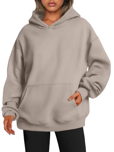 EFAN Womens Hoodies Oversized Sweatshirts Pullover Fleece Sweaters Long Sleeve Winter Fall Outfits Fashion Y2k Clothes CoffeeGrey L