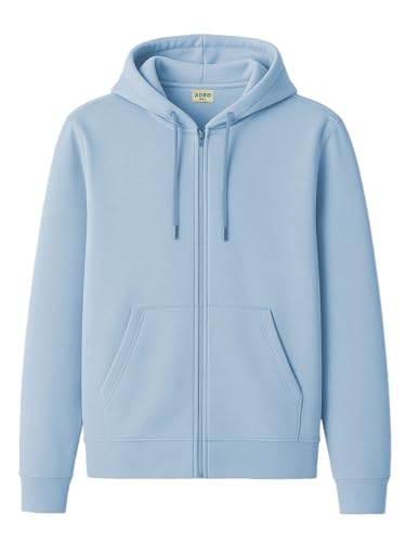 Image of ADRO Mens Cotton Solid Zipper Hoodie Sweatshirts