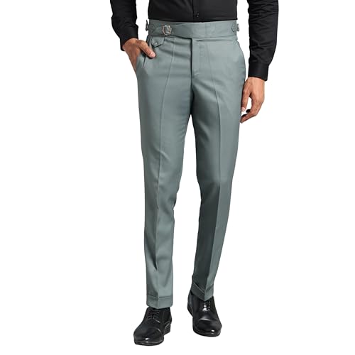 Men's Formal Trousers Front Pleated Single Buckle Gurkha Zion Pan...