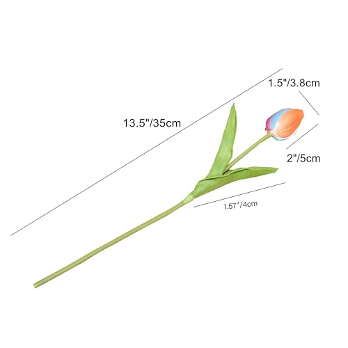 Image of Mandy's 20pcs Artificial Rainbow Orange Tulips