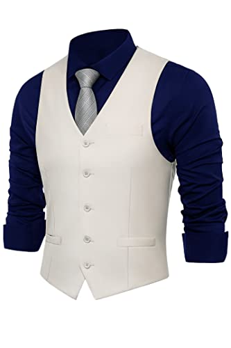 Chaleco clásico para hombre Babeyond beige talla XS de corte elegante y botones