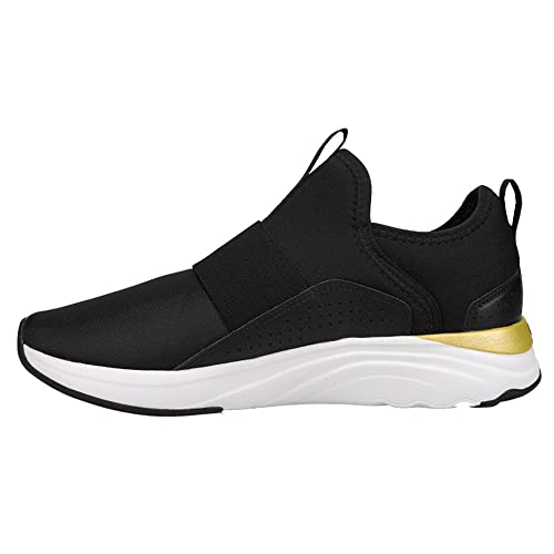 PUMA PUMA Women's Softride Sophia Slip On Sneaker Blk/Gld 6 Medium US
