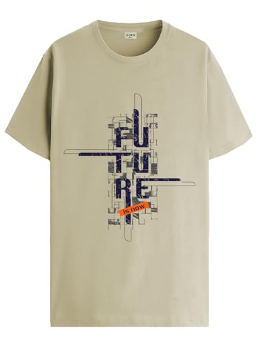 Image of ADRO Men's Graphic Printed 100% Cotton T-Shirt - Regular Fit, Printed T-Shirts for Men
