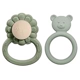 2 Stück Beißringe Babys Löwenform Baby Spielzeug Für Sinnes Und Kauentwicklung Babys Zahnungshilfe Bpa-Frei Silikon Baby Rassel Beißring Schmerzlindernde Zahnen Nursing Zubehör Für Ab 3 Monaten Babys