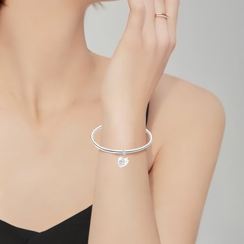 Image of LUXILLA Love You Best Friend Grandma Wife Heart Charm 925 Sterling Silver Charms Fit for Bracelets Necklace Jewelry Gift for Women