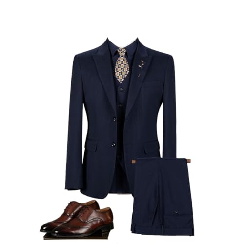 Suit Suit Men's Slim Three-Piece Groom Wedding Dress Business Casual Professional Formal Suit(X-Large)
