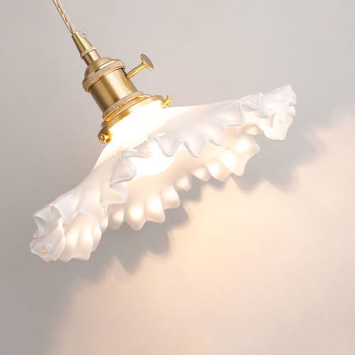 Suspension en laiton et verre en fleur luminaire rétro réglable
