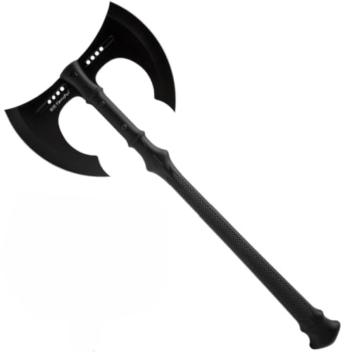 Honshu Midnight Forge Executioner Axe | Double-Bearded 7Cr13 Stainless Steel Head | Black Finish | 27 1/5 Inch Overall | Leather Belt Sheath Included