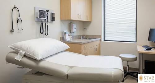 Marquis Mills 4 Pack MediCheck White Vinyl Covered Bed Pillows - Wipeable Easy Clean - Soft Low Profile Non-Fluffy Support - Not an Encasement or Zippered Protector - 20 in x 26 in