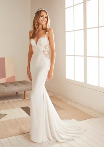 SYYS Mermaid Long Wedding Dress for Bride 2024 Lace Appliques Bridal Dress SYYS26-F3