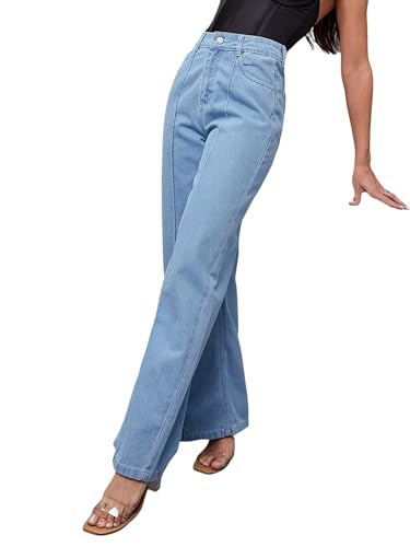 Image of Miss Chase Women's Wide Leg High Rise Regular-Length Stretchable Denim Jeans