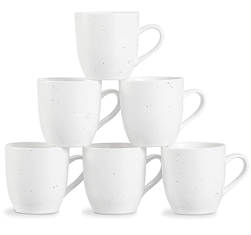 ONEMORE Coffee Mugs Set of 6, 16 oz Ceramic Mug with Handle for Tea Cocoa Milk Juice Latte Cappuccino, Large Speckled Coffee Cups for Men Women Home or Office Use Dishwasher & Microwave Safe, White ONEMORE Coffee Mugs Set of 6, 16 oz Ceramic Mug with Handle for Tea Cocoa Milk Juice Latte Cappuccino, Large Speckled Coffee Cups for Men Women Home or Office Use Dishwasher & Microwave Safe, White
